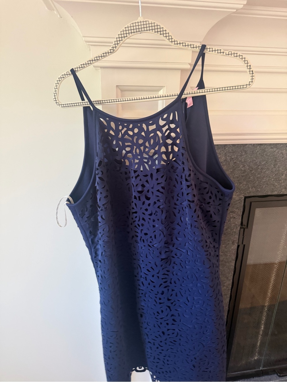 Lilly Pulitzer Navy Laser-Cut Dress with Pink Label